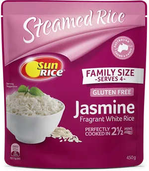 Sun Rice Steamed Jasmine Rice Package PNG image