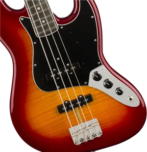 Sunburst Electric Bass Guitar PNG image