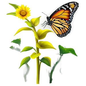 Sunflower And Butterfly PNG 05032024
