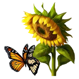 Sunflower And Butterfly PNG 05032024 PNG