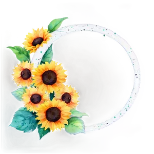 Sunflower Watercolor Border Frame PNG 06272024