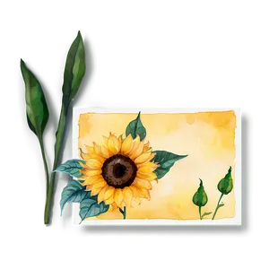 Sunflower Watercolor Greeting Card Design Png Pih64 PNG image