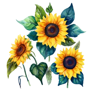 Sunflower Watercolor On Canvas PNG Rek43 PNG