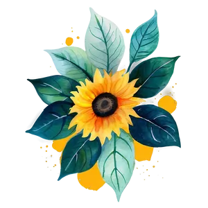 Sunflower Watercolor Phone Wallpaper PNG 32