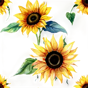 Sunflower Watercolor Seamless Pattern PNG Hbb PNG