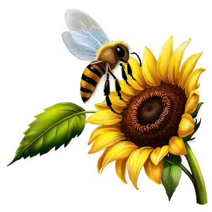 Sunflower With Bees PNG 05032024