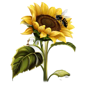 Sunflower With Bees PNG Itp