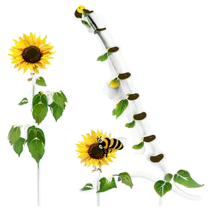 Sunflower With Bees PNG Tiy