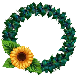 Sunflower Wreath Decoration PNG Xmu42