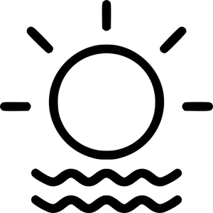 Sunlight Icon Over Waves PNG image