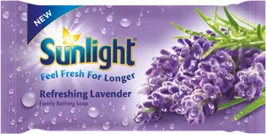 Sunlight Refreshing Lavender Soap Packaging PNG image