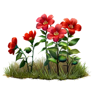 Sunlit Red Flowers Field Png Xsk17 PNG image