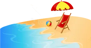 Sunny Beach Vacation Clipart PNG image
