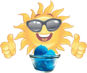 Sunny_ Character_ Enjoying_ Ice_ Cream PNG image