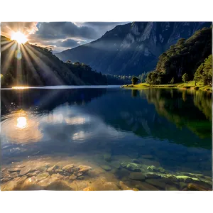 Sunrays Over A Peaceful Lake Png 13 PNG image