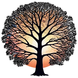 Sunrise Tree Outline PNG 58 PNG