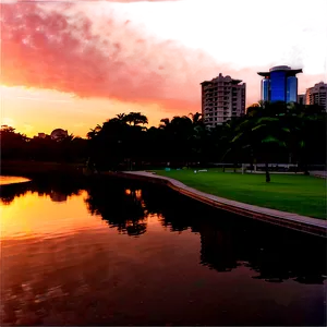 Sunset And The City Park PNG Mmt10