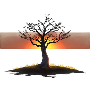 Sunset And The Lone Tree PNG 92