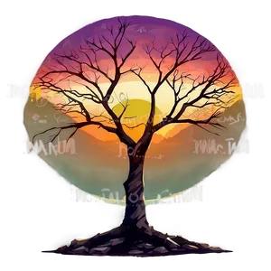 Sunset And The Lone Tree Png Kht PNG image