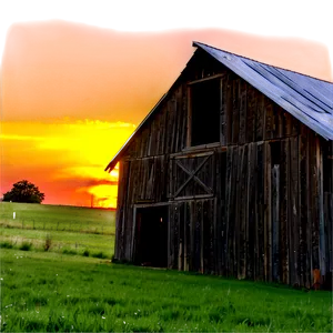 Sunset And The Old Barn PNG Uey