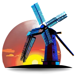 Sunset And Windmill Png Ecc PNG image