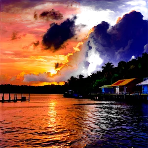 Sunset At The Dock Png Njr PNG image