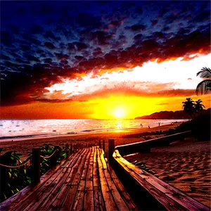 Sunset Beach Walkway PNG Yxu57