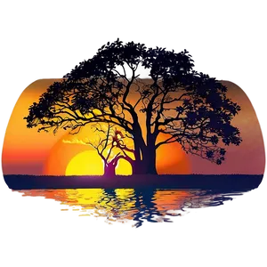 Sunset Behind Big Tree PNG 06262024
