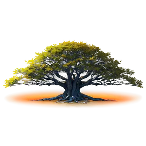 Sunset Behind Big Tree PNG 57