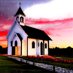 Sunset Behind Church Silhouette Png 05212024 PNG image