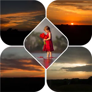 Sunset Clover Child Sky Collage