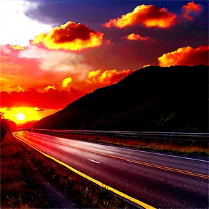 Sunset On The Highway Png 34 PNG image