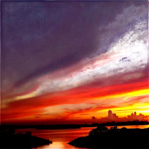 Sunset Over River PNG 40