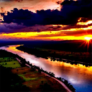 Sunset Over River PNG Rnh91