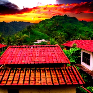 Sunset Over Rooftops PNG Bgt62