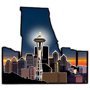 Sunset Over Seattle Skyline PNG Aww51 PNG