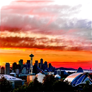 Sunset Over Seattle Skyline PNG Krm PNG