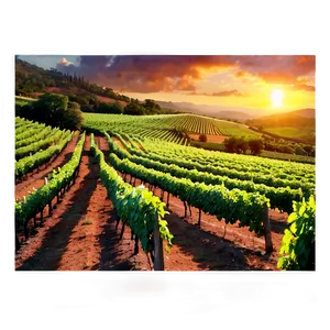 Sunset Over Vineyard PNG Jrn14