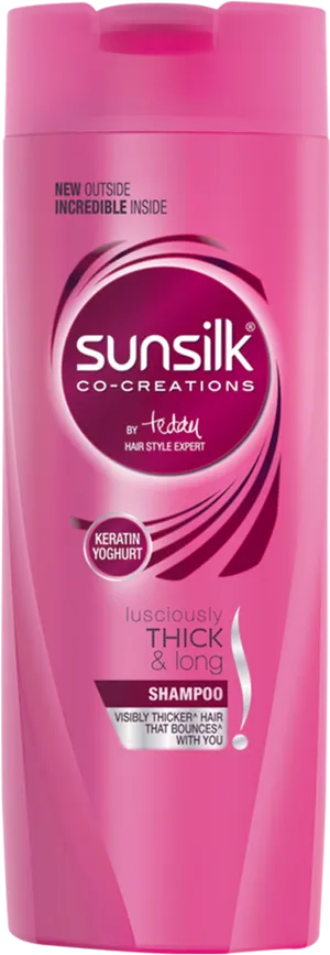 Sunsilk Co Creations Thick Long Shampoo Bottle PNG image