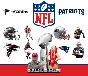 Super Bowl Falconsvs Patriots Collage PNG image