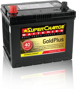 Super Charge Gold Plus Car Battery PNG image