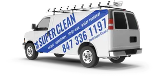 Super Clean Commercial Cleaning Van PNG image