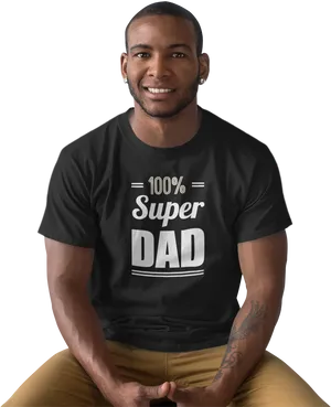 Super Dad T Shirt Man Sitting Smiling PNG image