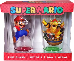 Super Mario Themed Pint Glasses PNG image