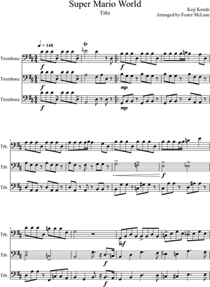 Super Mario World Trombone Sheet Music PNG