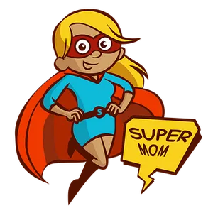 Super Mom Cartoon Hero PNG image