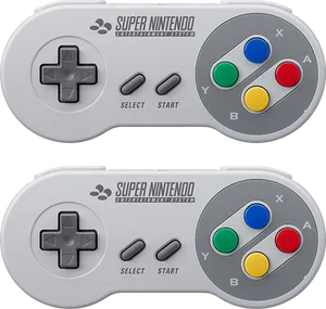 Super Nintendo Controllers Top View PNG image