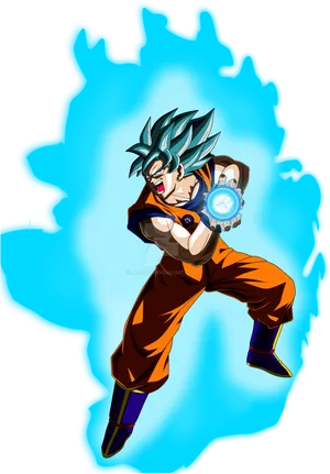 Super Saiyan Blue Goku Charging Kamehameha PNG image