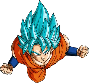 Super Saiyan Blue Goku Flying Pose PNG
