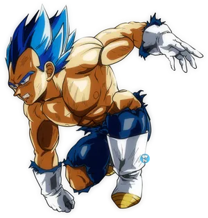 Super_ Saiyan_ Blue_ Vegeta_ Action_ Pose PNG image